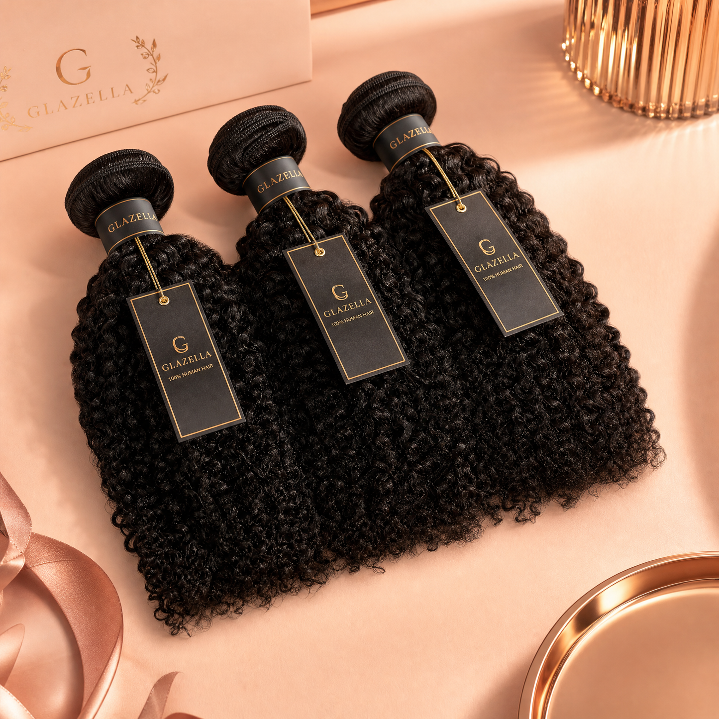 Glazella Brazilian Kinky Curly Hair Bundle Deal - 3 Bundles