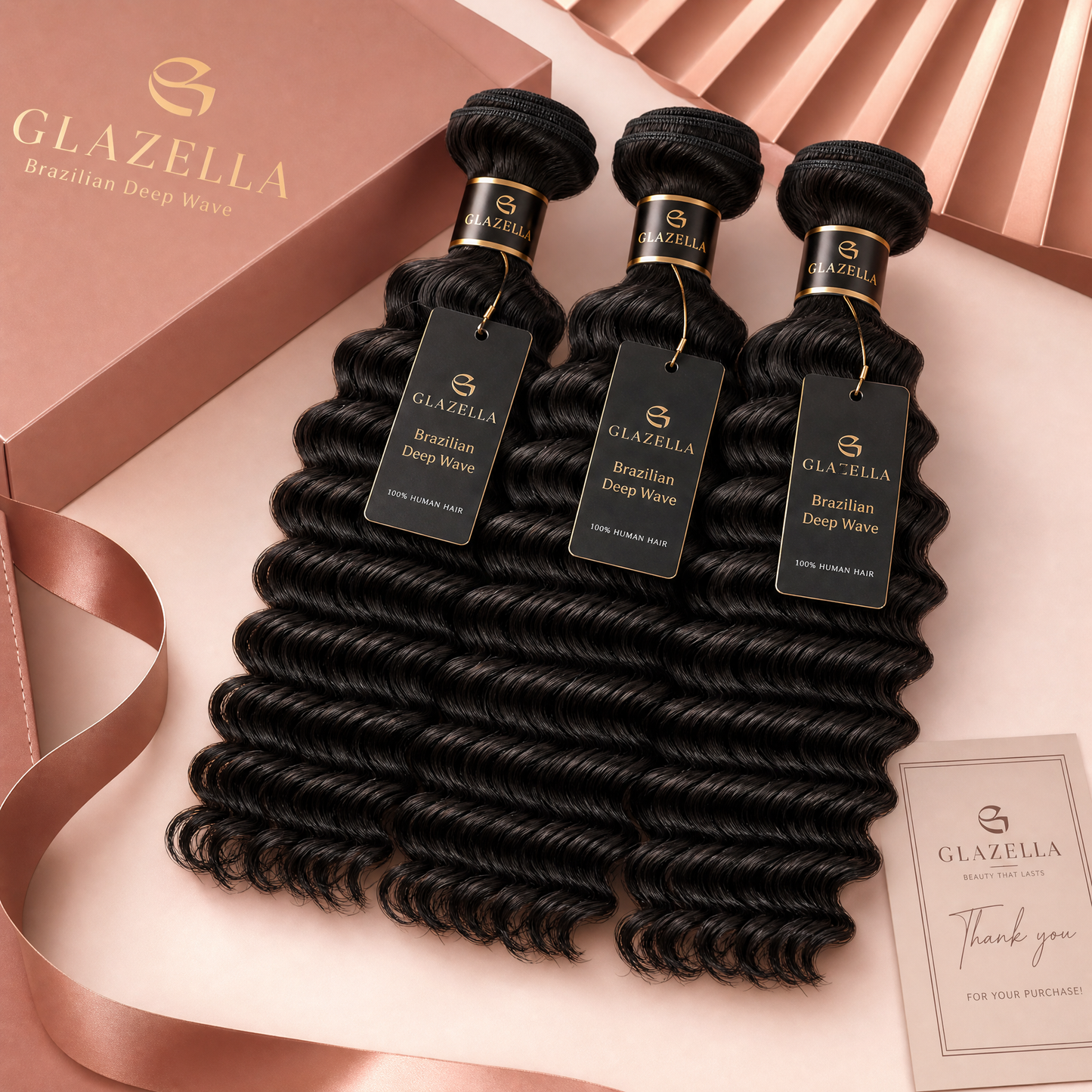Glazella Brazilian Deep Wave Hair Bundle Deal - 3 Bundles